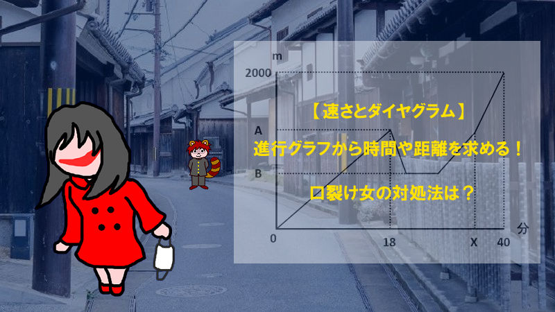 【速さとダイヤグラム】進行グラフから時間や距離を求める！口裂け女の対処法は？